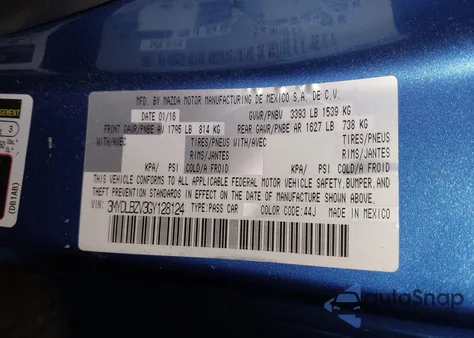 2016 Scion Ia из США, поврежденный, VIN 3MYDLBZV3GY128124